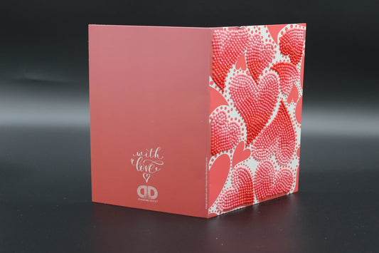 Wow! Hearts Galore. Give Your Person and Sweet Card. So Pretty. Adorned with Red and Pink Crystal Rhinestones.