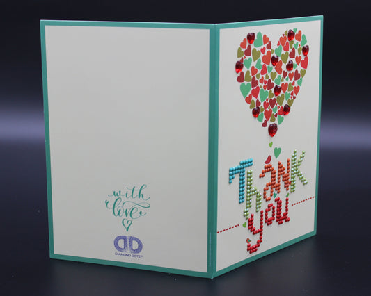 A Heart Says Thank You in a Mosaic ensemble Adorned with Ornate Red Hearts. Thank You Goes a Long Way. - Sealed