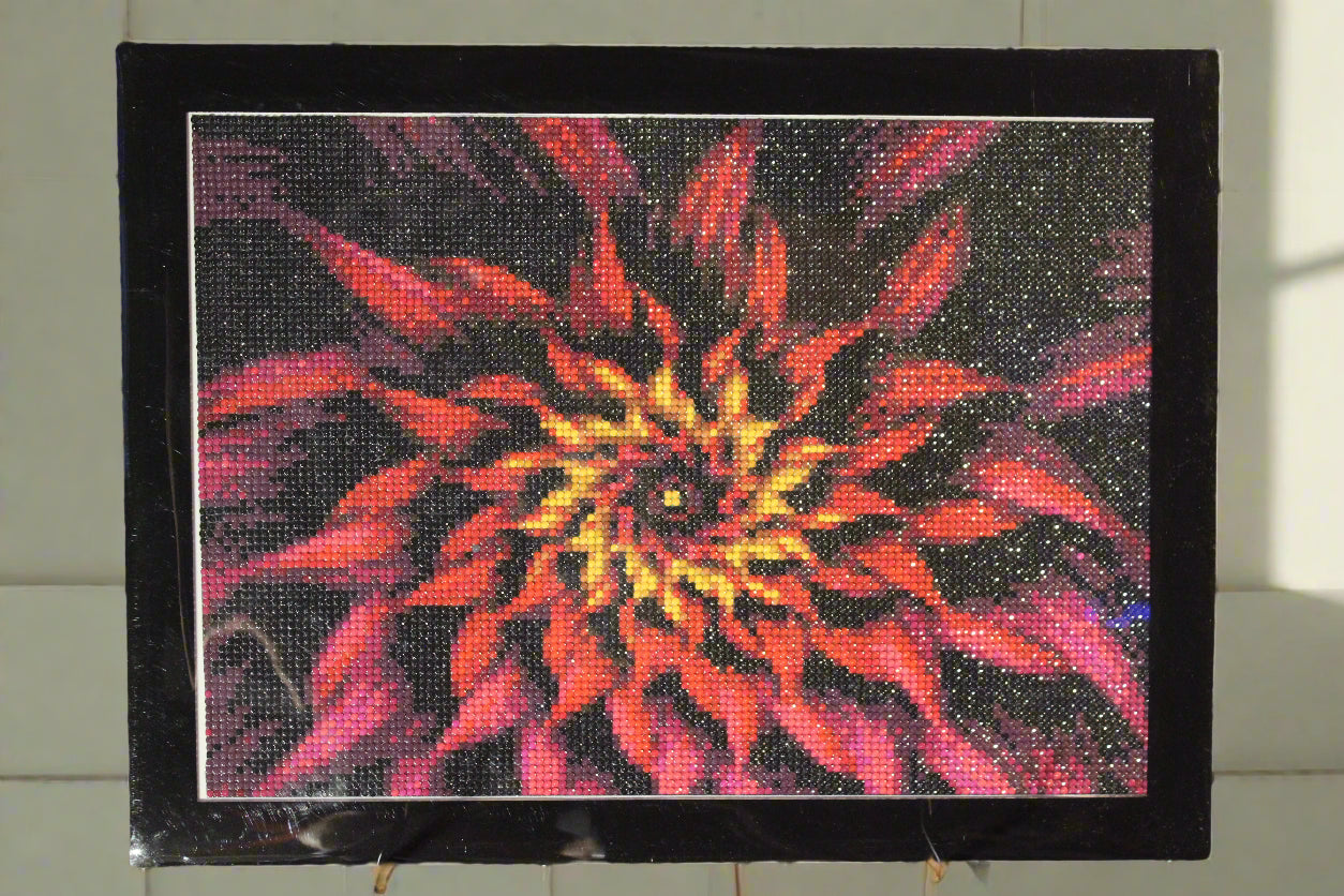 Diamond Art Crimson Flower that ROCKS. Absolutely Gorgeous.