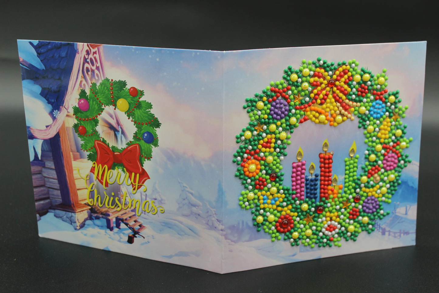 This Wreath is Gorgeous. Has 3 Candles and Beautiful Colored Crystals and Gemstones.