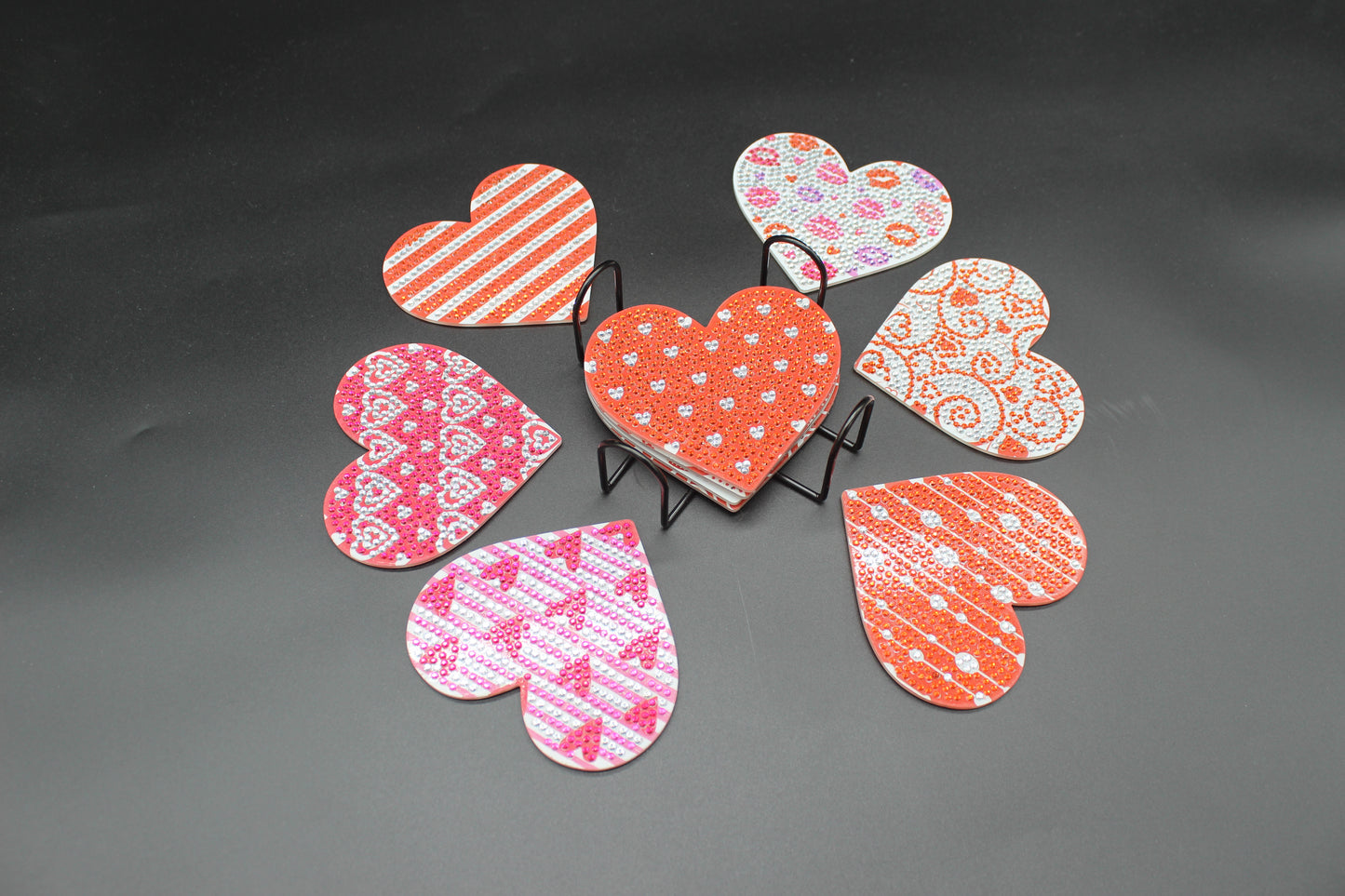 Great Heart I Love You (10pcs) Coaster set with Metal Stand
