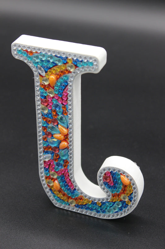 Wooden Craft Gem 5D Diamond Art Letter J