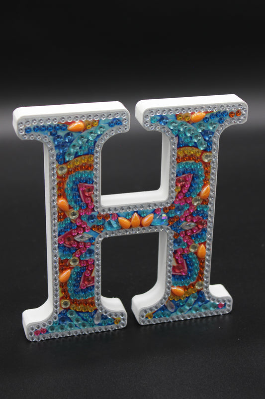 Wooden Craft Gem 5D Diamond Art Letter H