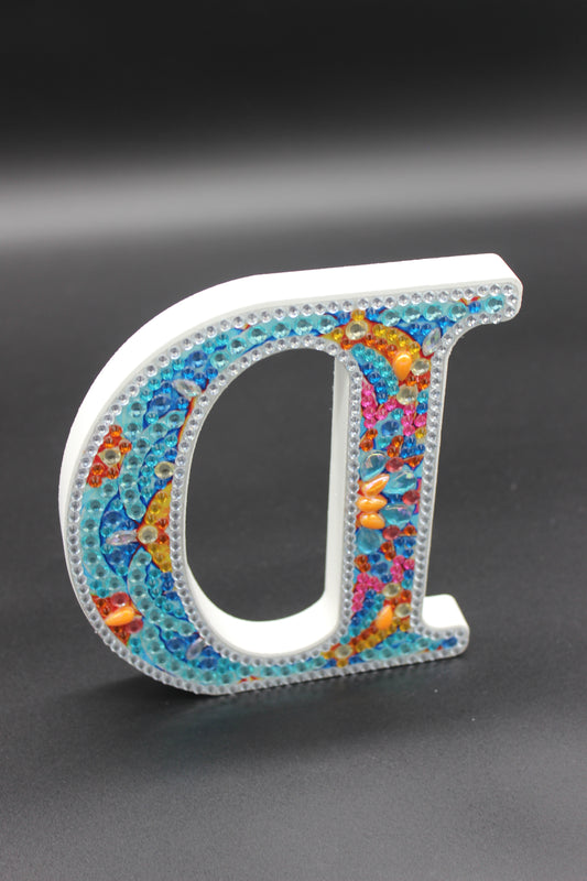 Wooden Craft Gem 5D Diamond Art Letter D