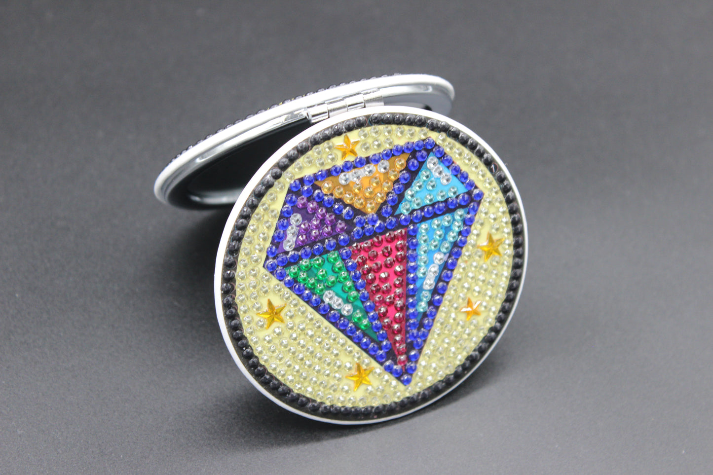 Compact Mirror with a Rhinestone Sassy Octagon Diamond