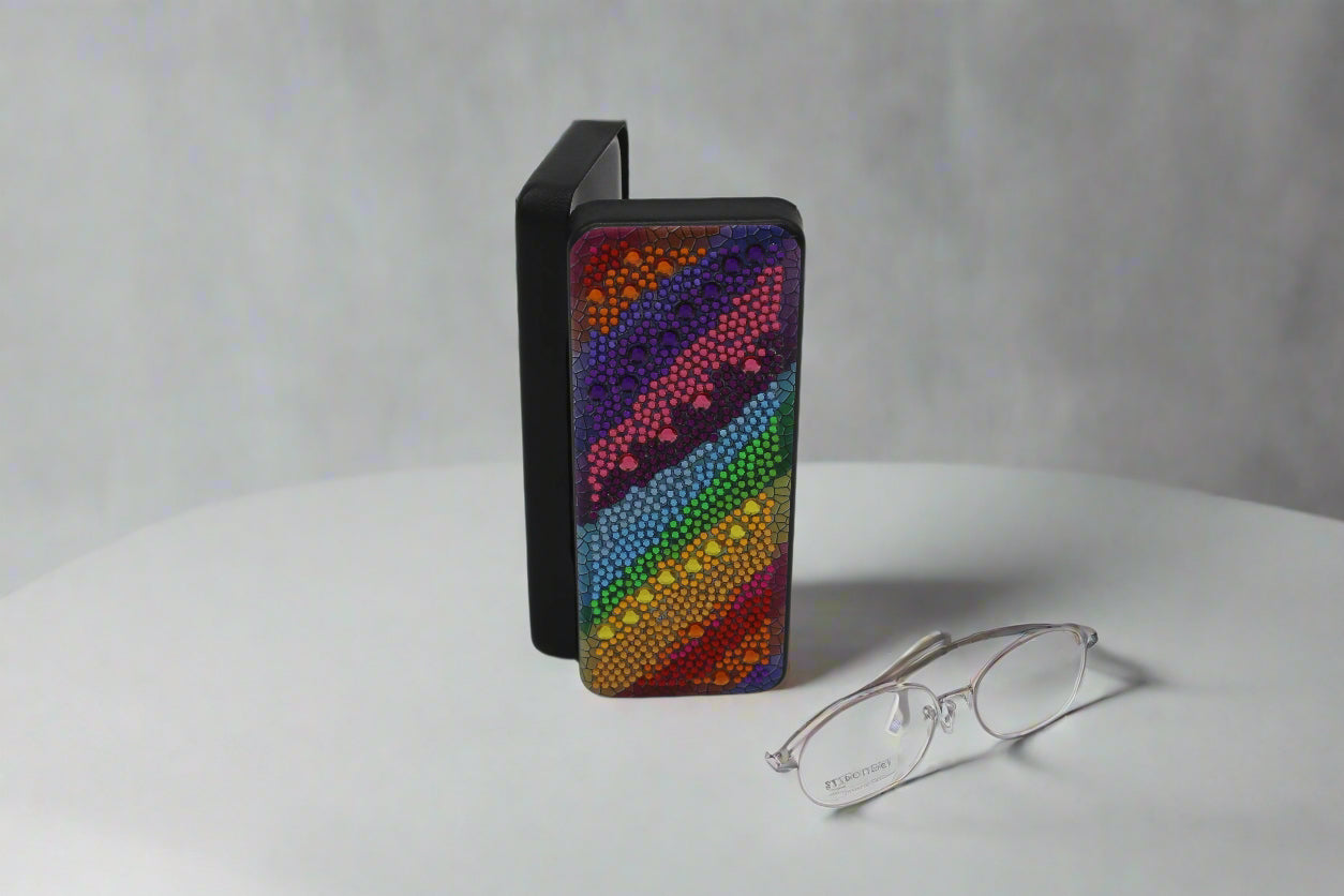 Adorned Diamond Art Rainbow Eye Glass Case