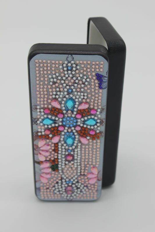 Beautifully Adorned Diamond Art Multi Colored Cross Glass Case