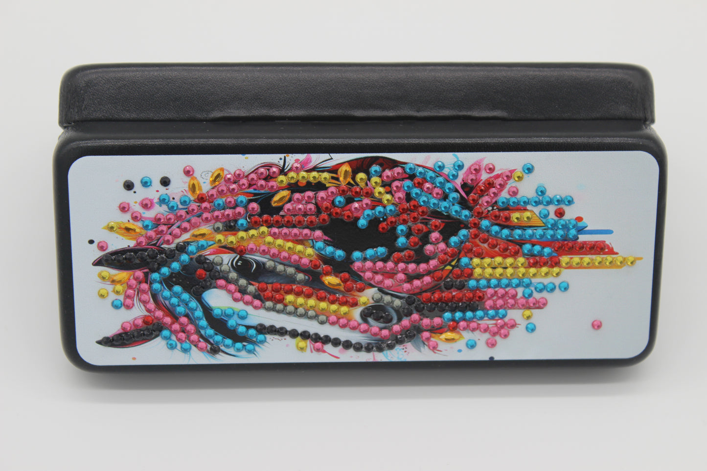 Beautifully Adorned Diamond Art Multi Colored Horse Glass Case