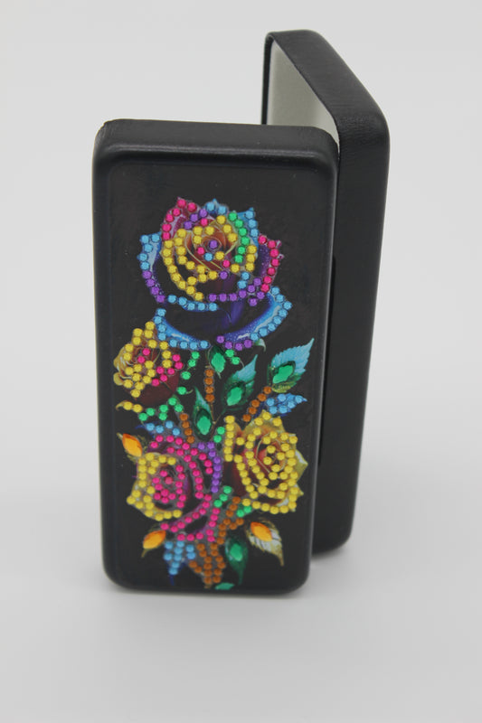 Beautifully Diamond Art Multi Colored Flowered Sun Glass Case