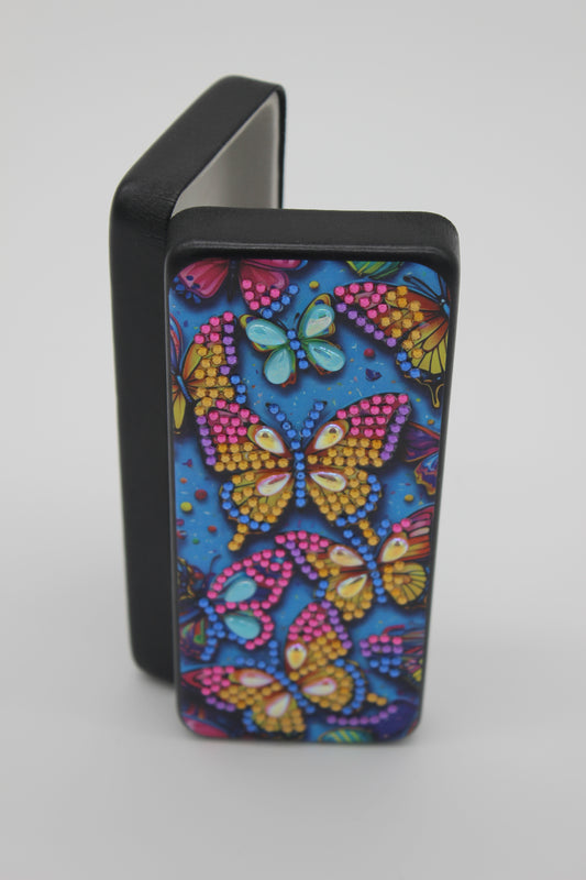 Beautifully Diamond Art Multi Colored Butterfly Glass Case