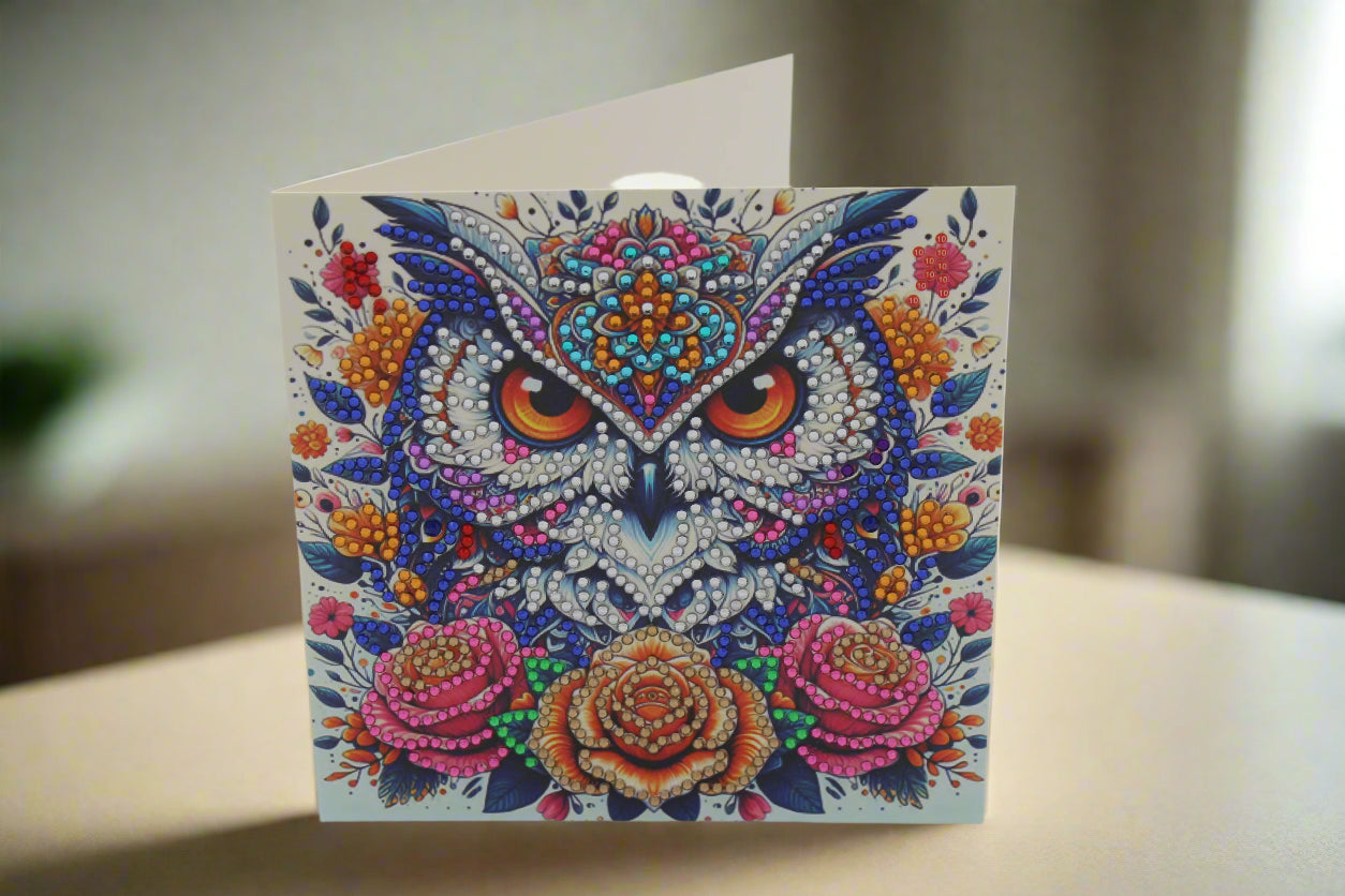 Stunning Multi Colored Owl Best Wishes Greeting Card