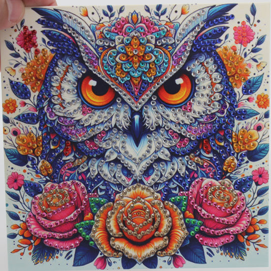 Stunning Multi Colored Owl Best Wishes Greeting Card