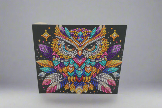 Stunning Multi Colored Owl Black and Silver Best Wishes Greeting Card