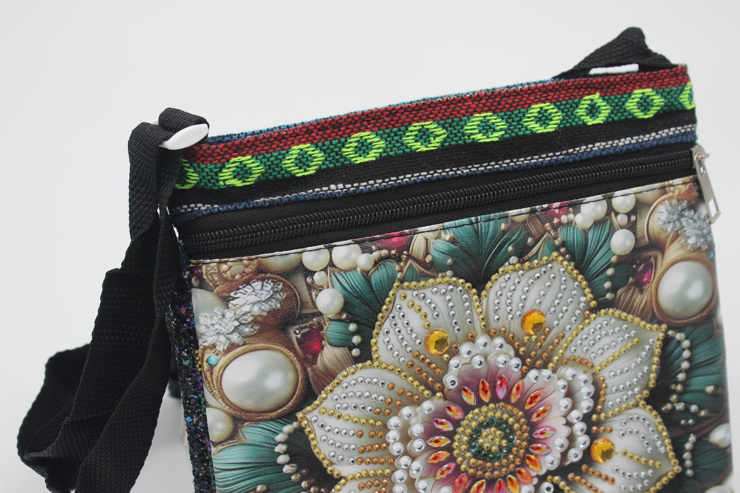 Colorful Diamond Art Shoulder Bag with Gorgeous Eye Catching Stones