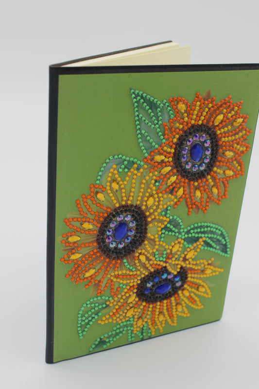 Diamond Art Journal with Yellow Orange and Blue Flowers