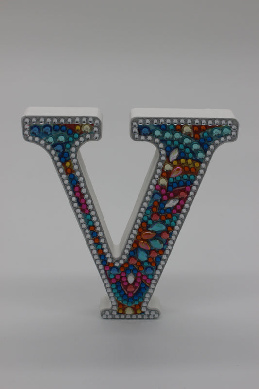 Wooden Craft Gem Diamond Art Letter V