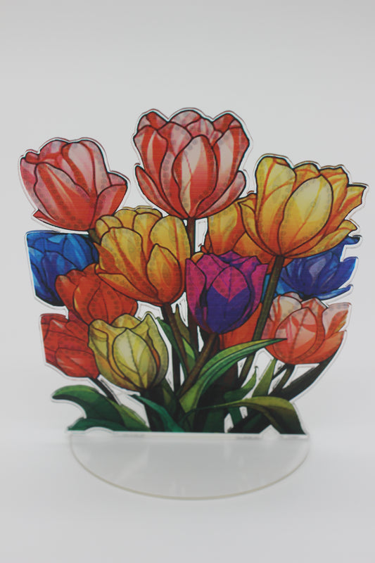 Free Standing Multi Colored Diamond Art Tulip Bouquet