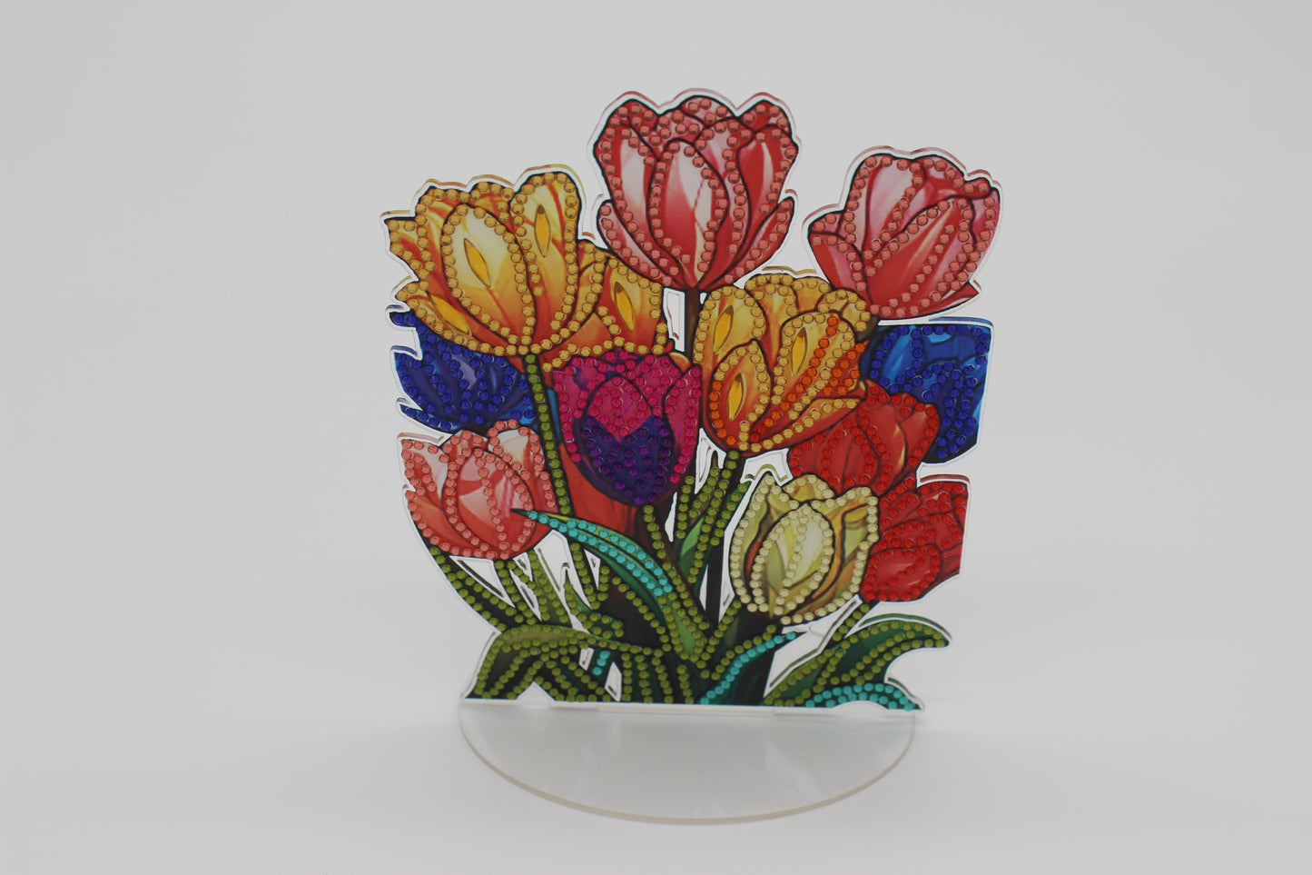 Free Standing Multi Colored Diamond Art Tulip Bouquet