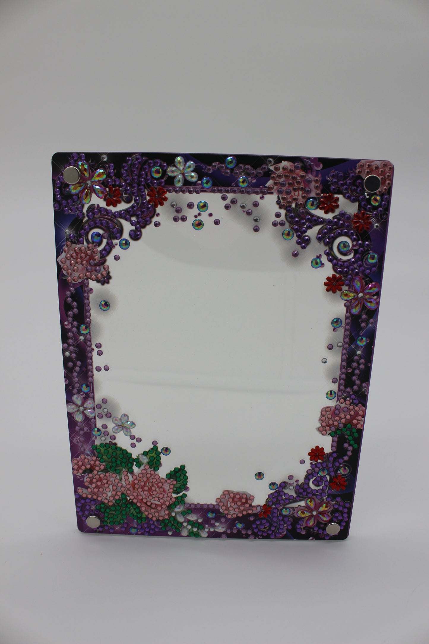 Diamond Art Clear Frame With Pink and Purple Flowers