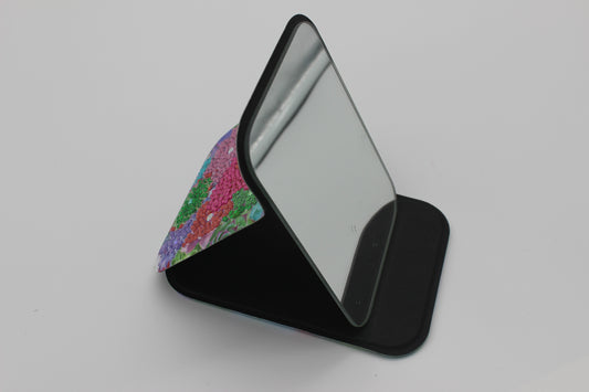 Large Makeup Mirror with Rhinestone Red and Pink Flowers