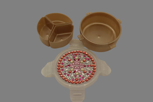 Diamond Art Custom Design Multi Purpose Divided Container Rose Pink and Clear Stones