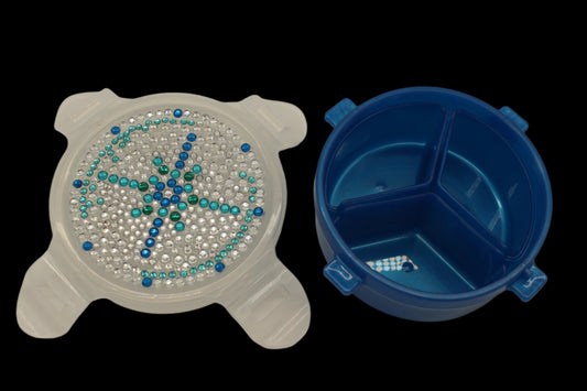 Diamond Art Custom Design Multi Purpose Divided Container Blue Green and Silver Stones