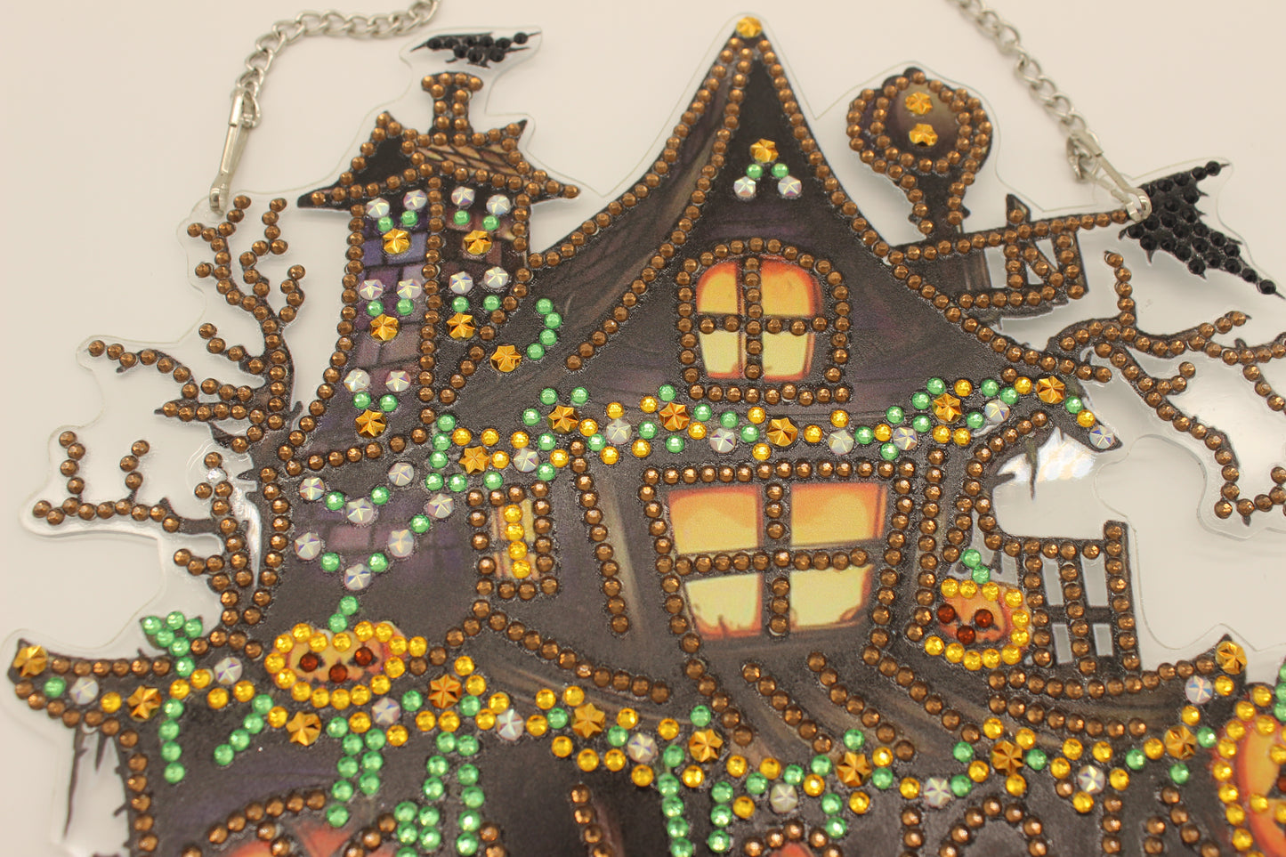Multi Colored Hanging Diamond Art Scary Haunted House