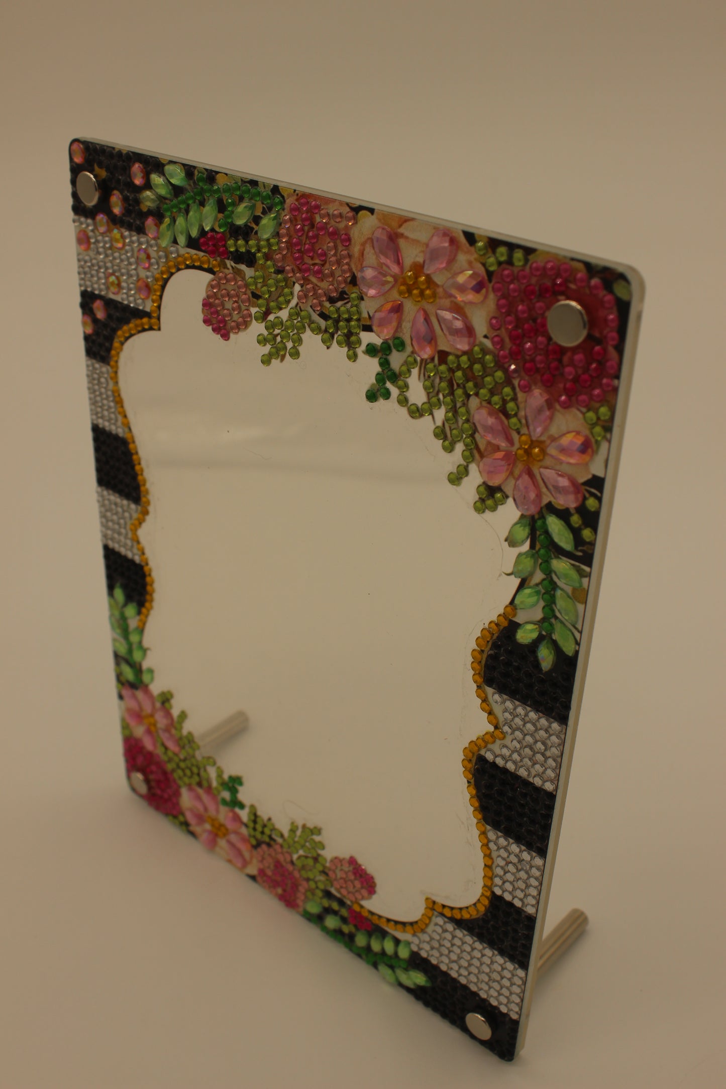 Diamond Art Clear Frame With Beautiful Multi Colored Flowers