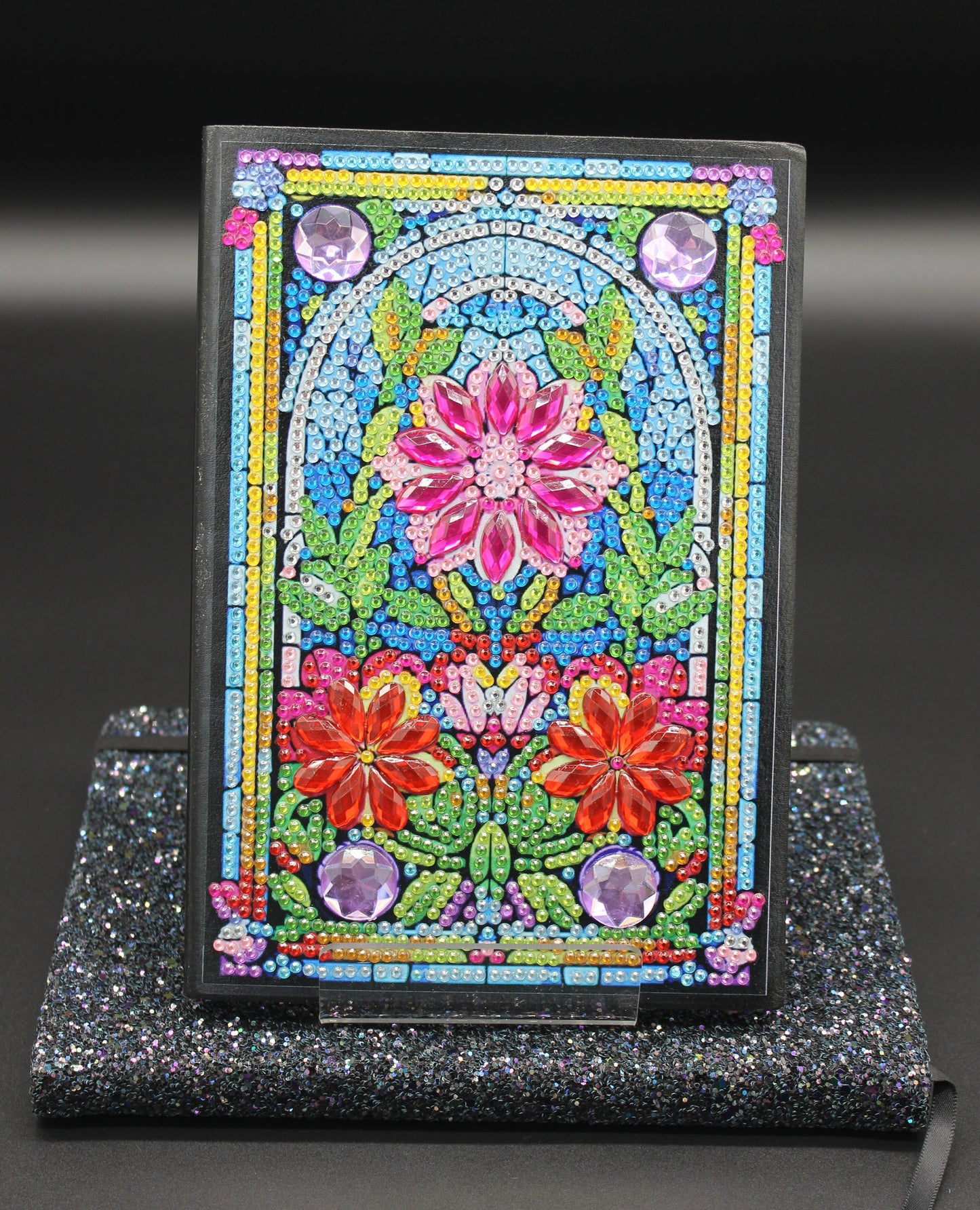 Diamond Art Journal With Multi Colored Stain Glass Window Front Cover