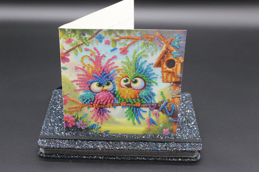Diamond Art Card with Cute Little Colorful Birds