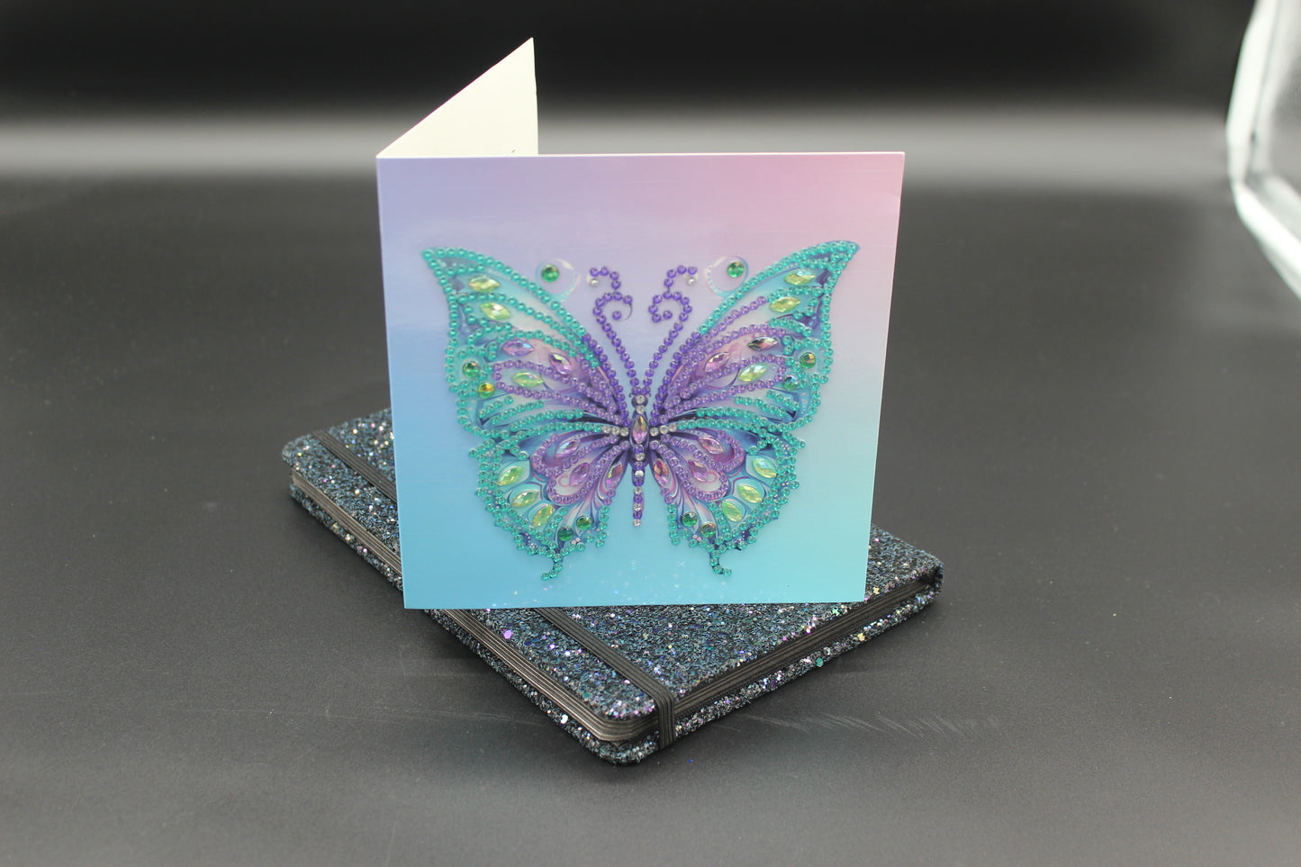Diamond Art Card with Multi Colored Butterfly