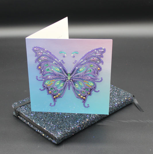 Diamond Art Card with Majestic Purple Butterfly