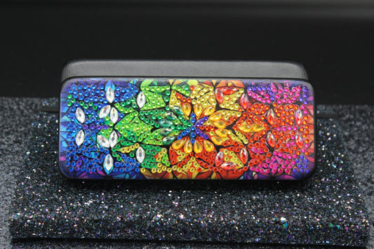 Flower Mosaic Diamond Art EyeGlass Case with Multicolor Flowers