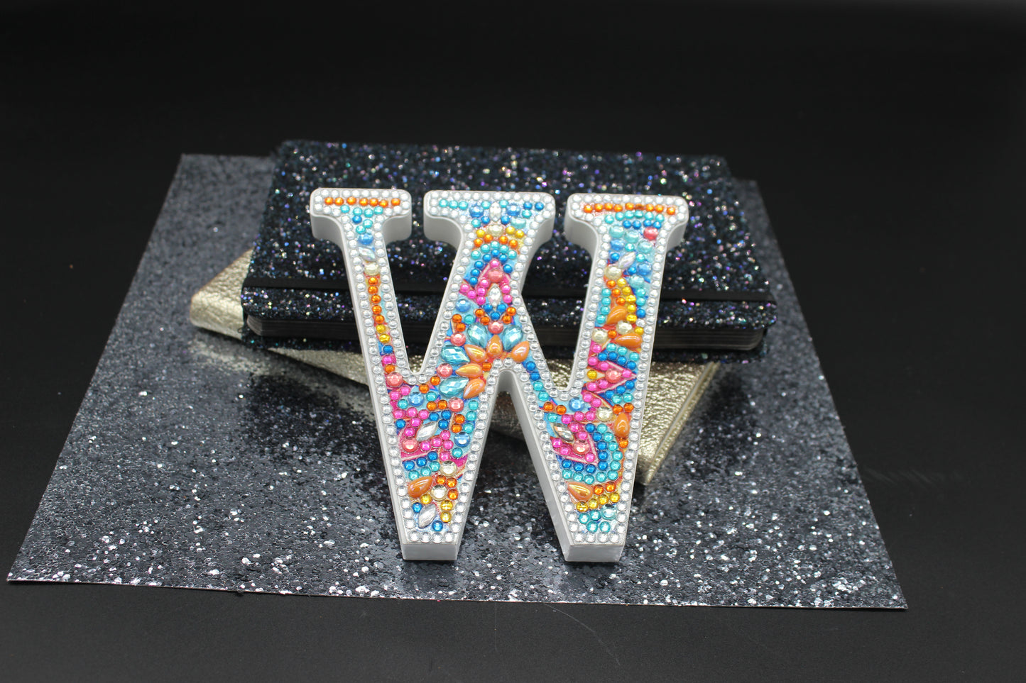 Wooden Craft Gem 5D Diamond Art Letter W