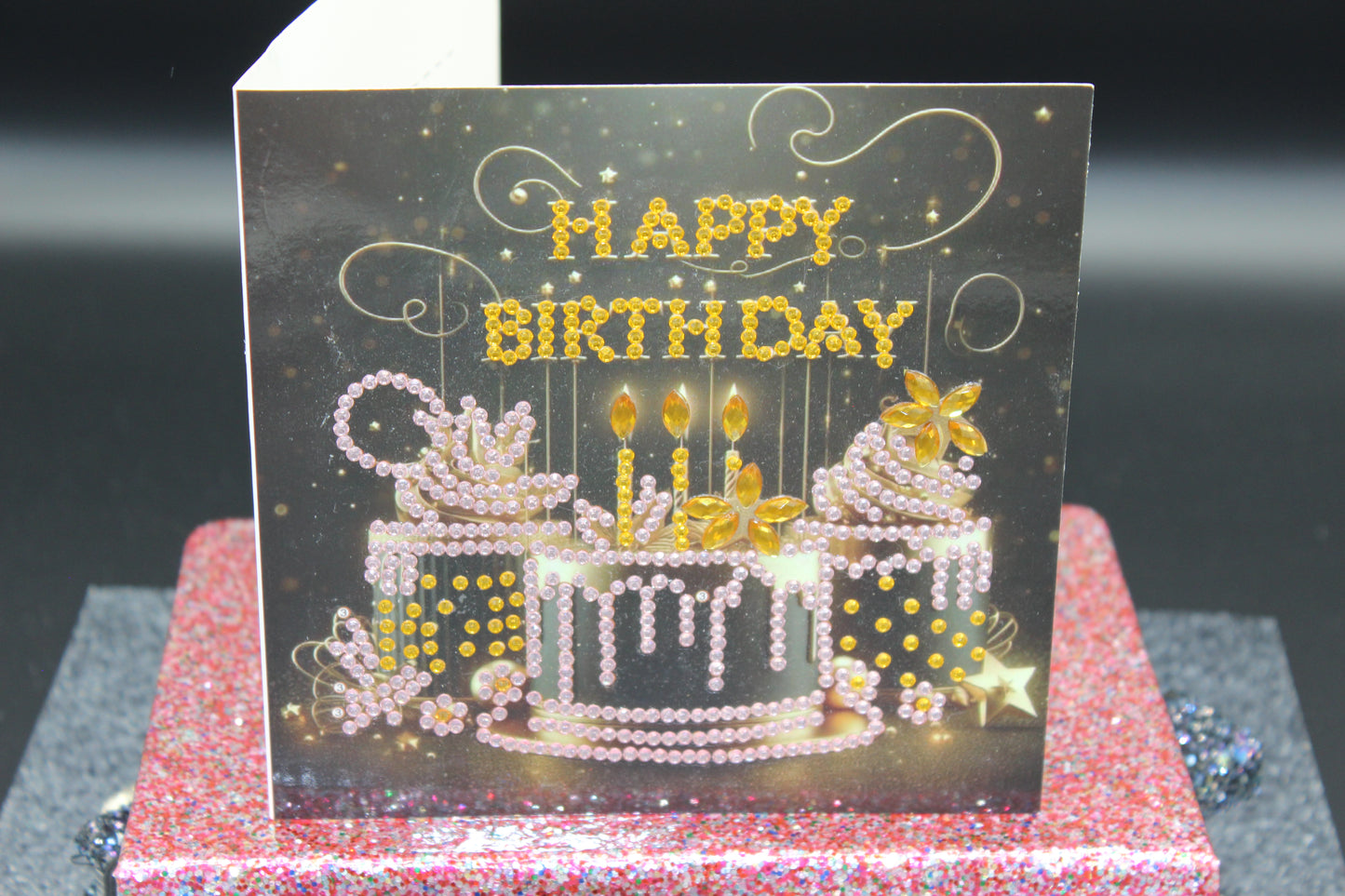 Diamond Art Card with Three Little Happy Birthday Cakes
