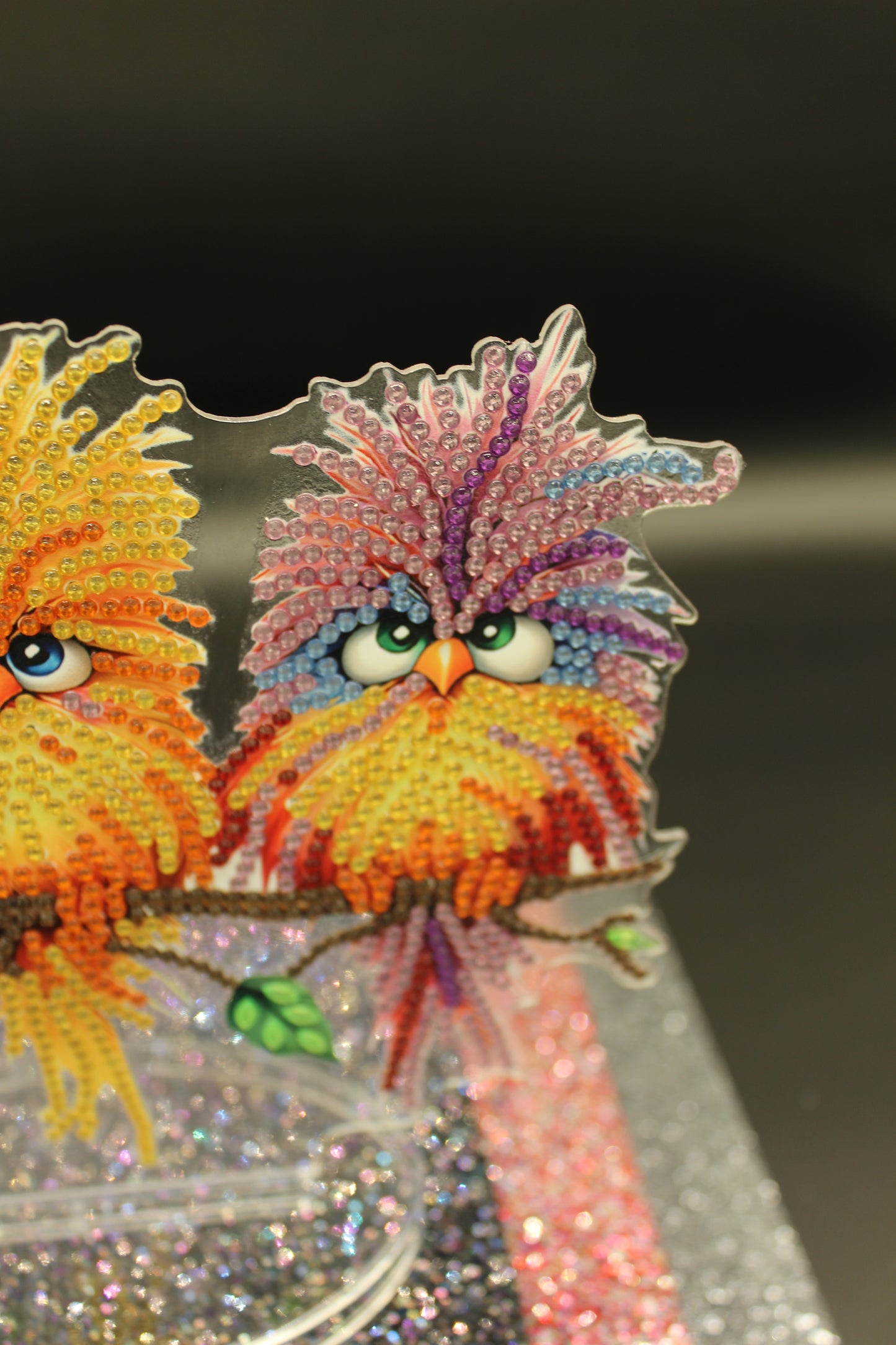 Three Colorful Dammit Birds with Crazy Faces TableTop Diamond Art