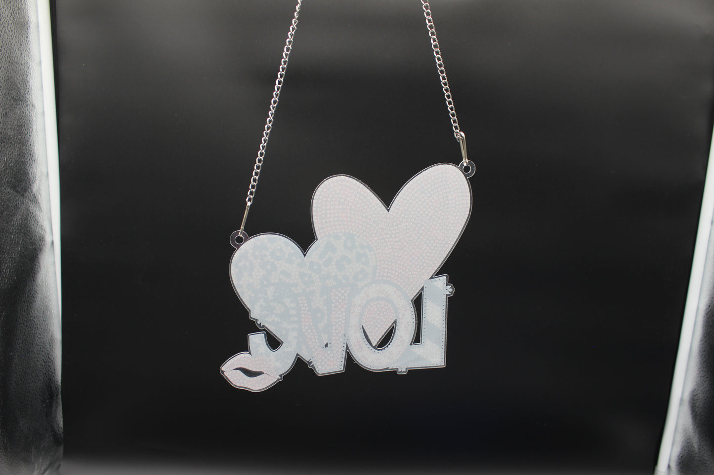 Beautifully Colored Hanging Diamond Art Suncatcher with Hearts and a Big Love with Kisses