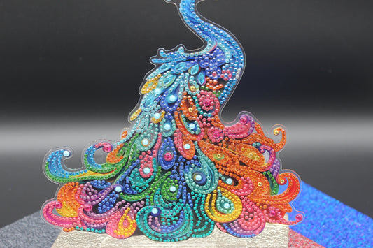 Brilliant Multi Colored Peacock TableTop Diamond Art