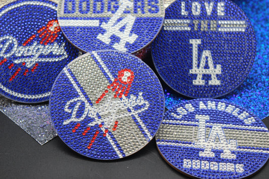 MLB National League World Champion LA Dodgers Diamond Art Coaster Set (8) Pieces and Wire Stand