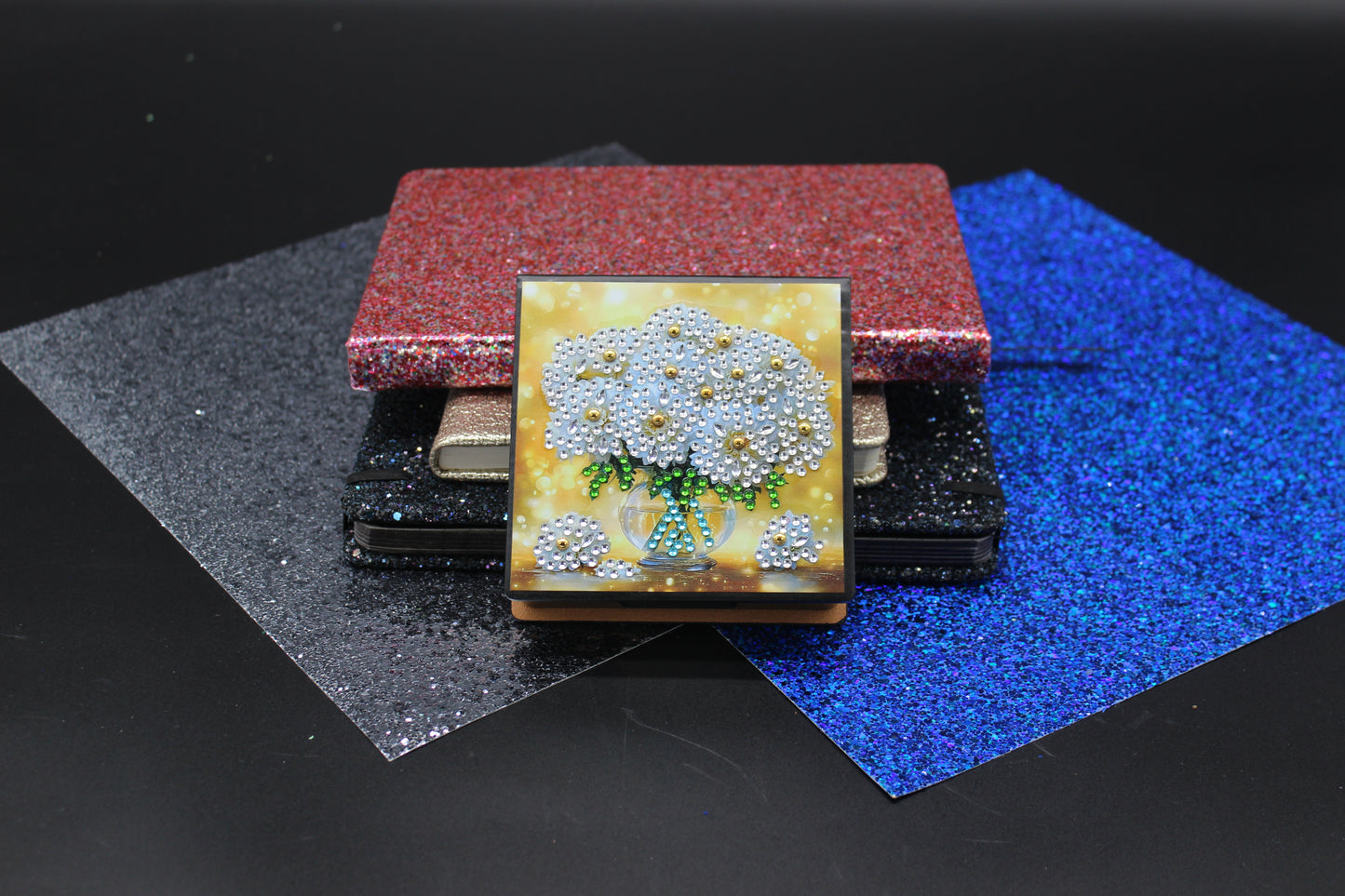 Diamond Art Paper Notepad Holder with Bouquet of Beautiful Flowers