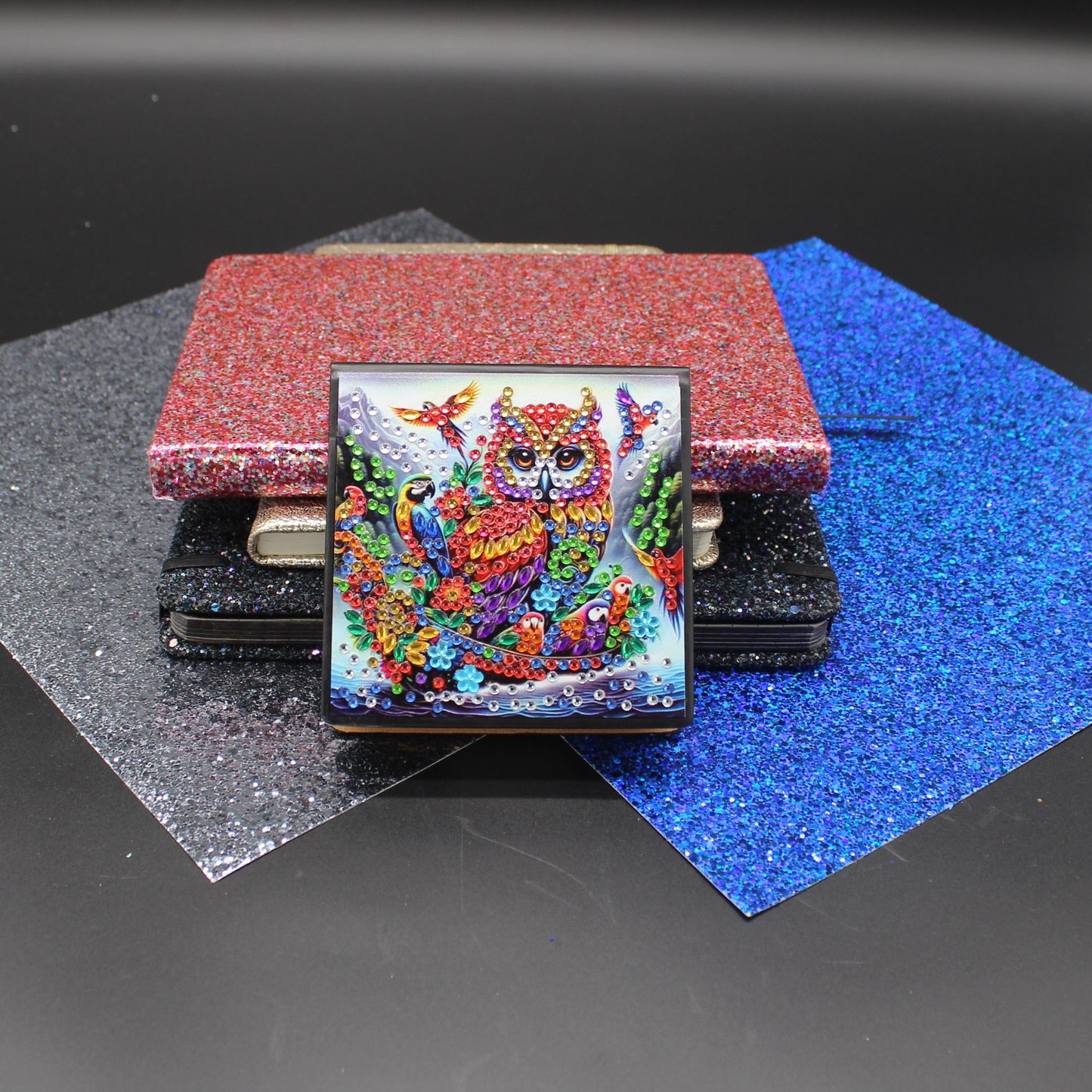 Diamond Art Paper Notepad Holder with Multicolored Owl