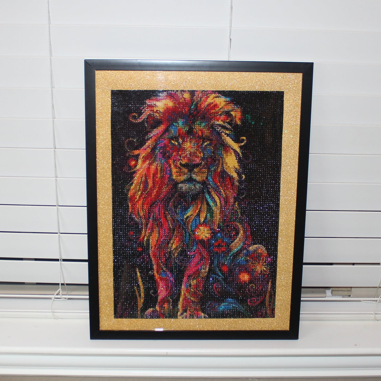 Framed Diamond Art Multi Colored Lion