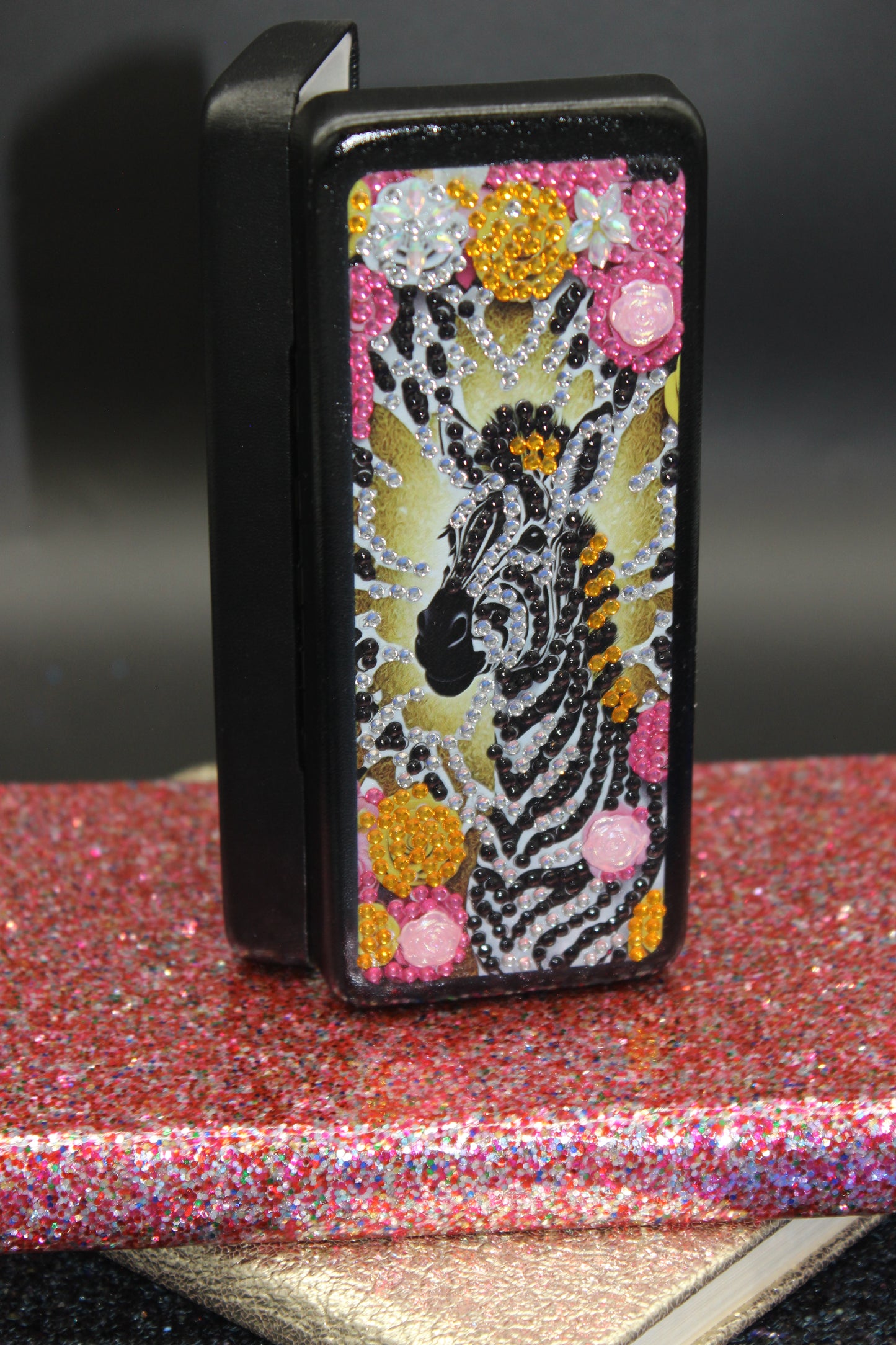 Diamond Art Zebra Eyeglass Case