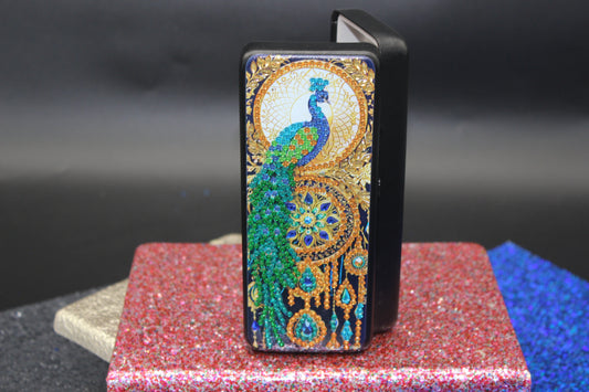 Diamond Art Multi Colored Peacock Eyeglass Case