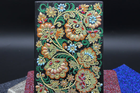Diamond Art Journal With Gorgeous Multi Colored Flower with Yellows and Greens and Sparkly Things