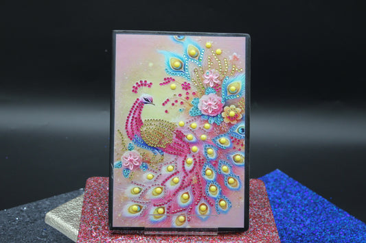 Diamond Art Journal with Beautiful Pink and Red with a Touch of Teal Peacock