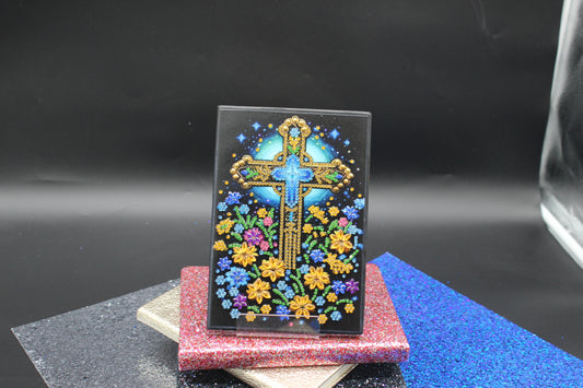 Diamond Art Journal With Multi Colored Gold Cross