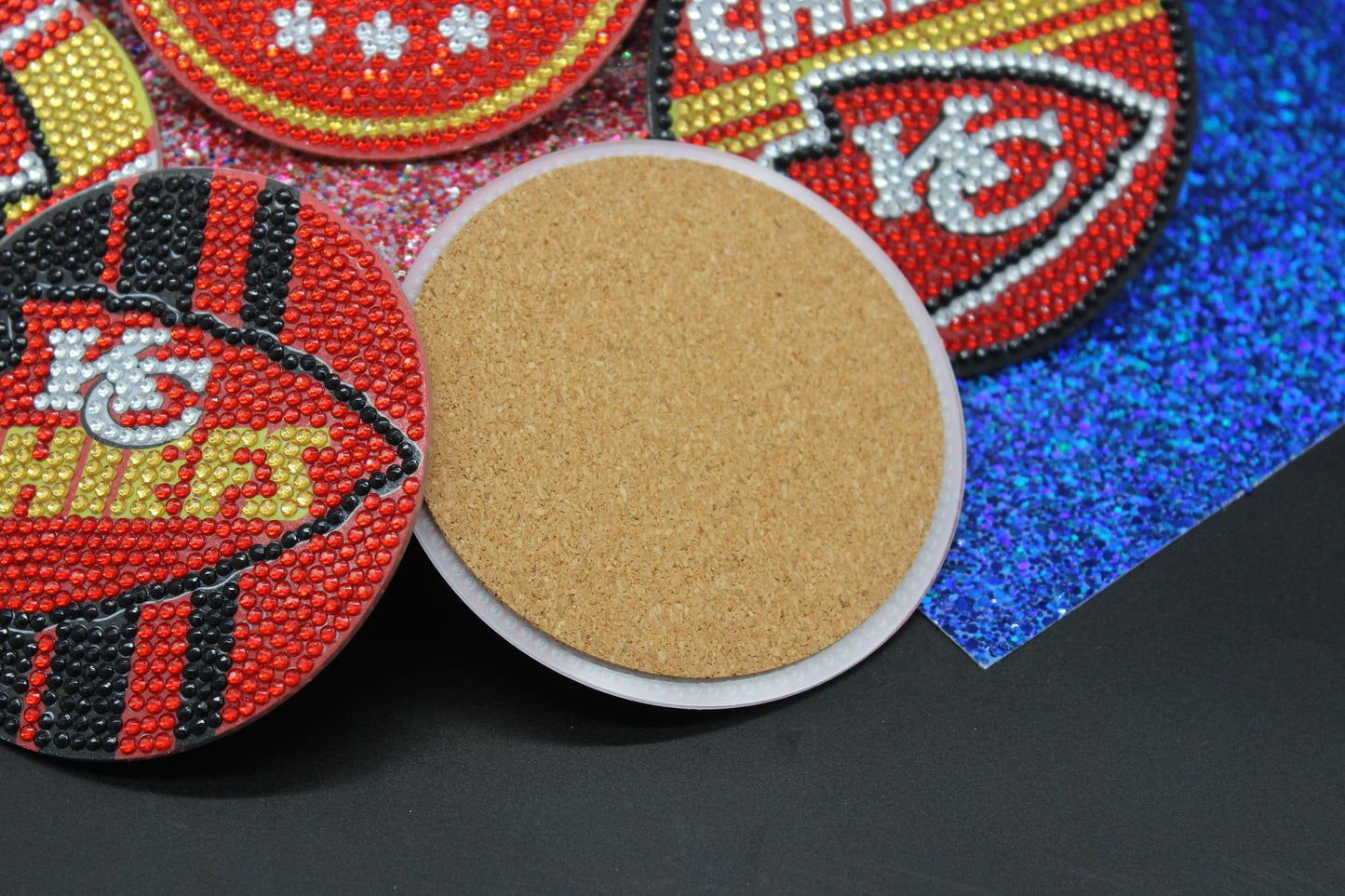 NFL Kansas City Chiefs Diamond Art Coaster Set (8) Pieces and Wire Stand