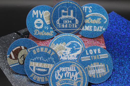 NFL Detroit Lions Diamond Art Coaster Set (8) Pieces and Wire Stand