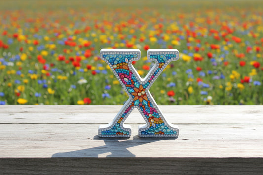 Wooden Craft Gem 5D Diamond Art Letter X
